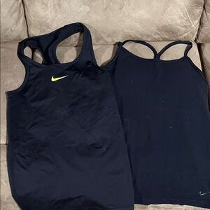 Nike Black Tank Tops with Neon Yellow Swoosh